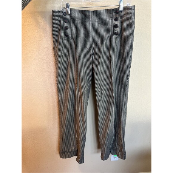 New Directions VTG Zoot Navy White Pinstripe 2pc Vest Pants Suit Wide Leg Sz 12 - Picture 4 of 6